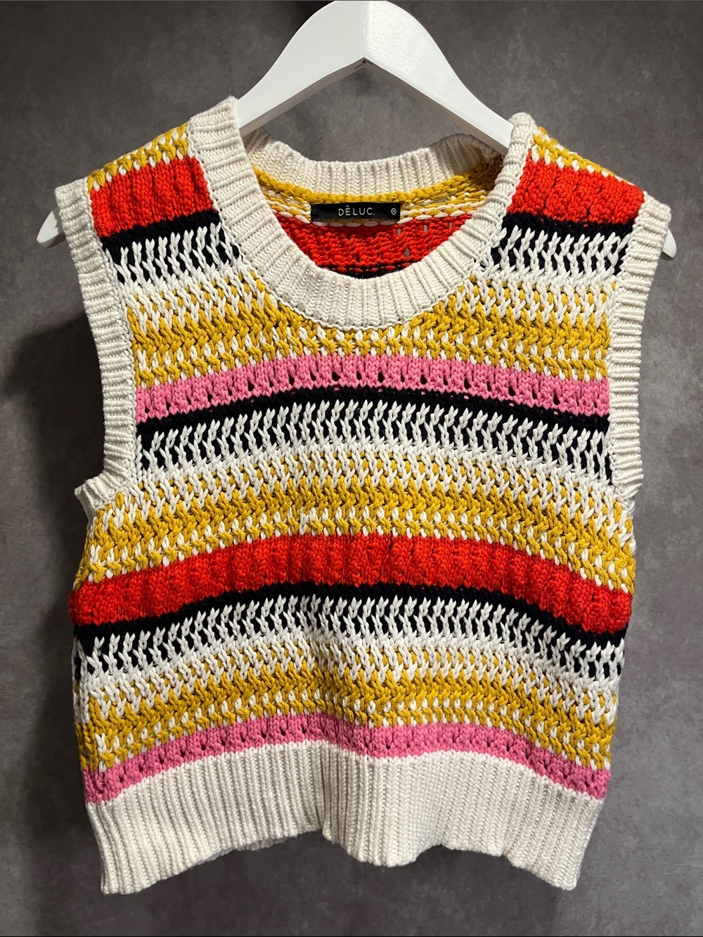 Deluc boutique Multicolor Striped Knit Sleeveless Sweater Vest size XS